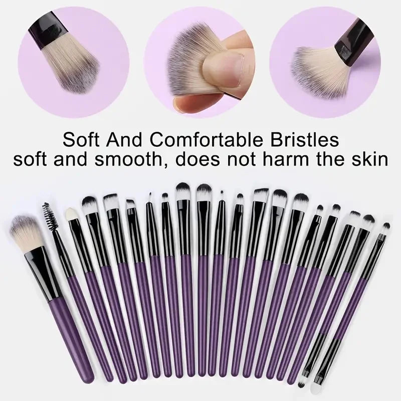 Set de 20 Brochas de Maquillaje Profesionales + Esponja de Regalo