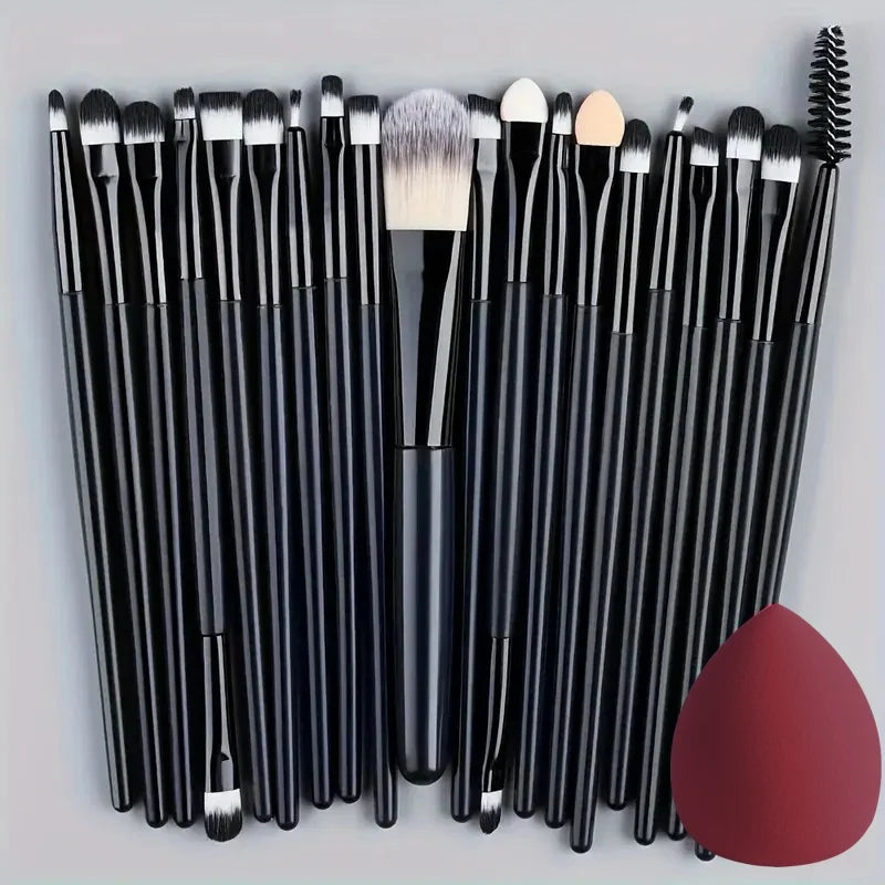 Set de 20 Brochas de Maquillaje Profesionales + Esponja de Regalo