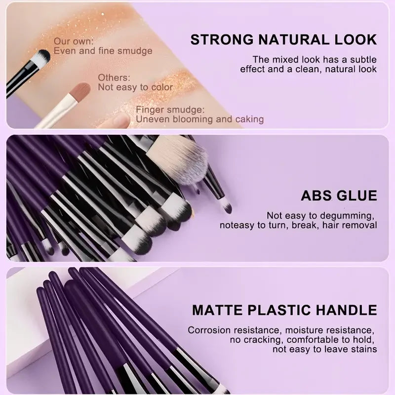 Set de 20 Brochas de Maquillaje Profesionales + Esponja de Regalo