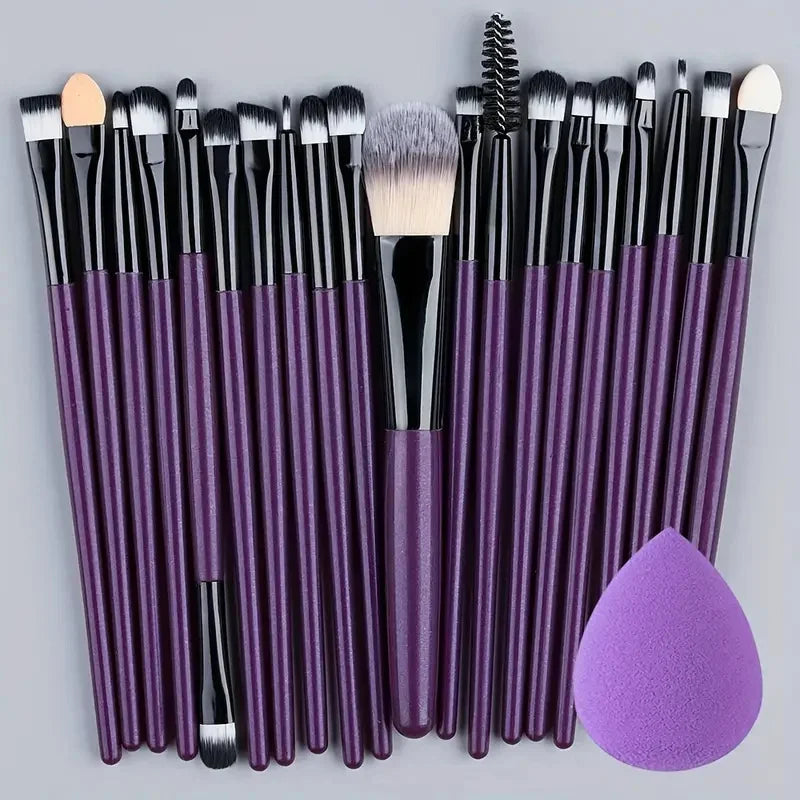 Set de 20 Brochas de Maquillaje Profesionales + Esponja de Regalo