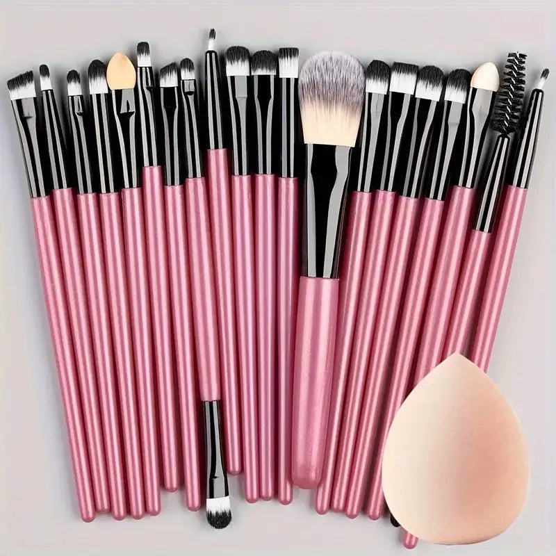 Set de 20 Brochas de Maquillaje Profesionales + Esponja de Regalo