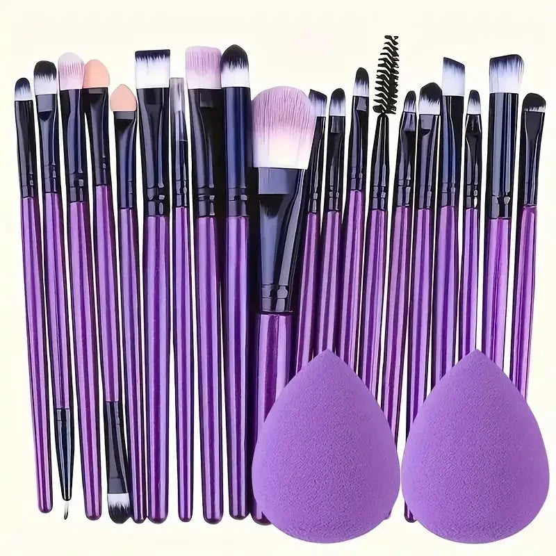 Set de 20 Brochas de Maquillaje Profesionales + Esponja de Regalo