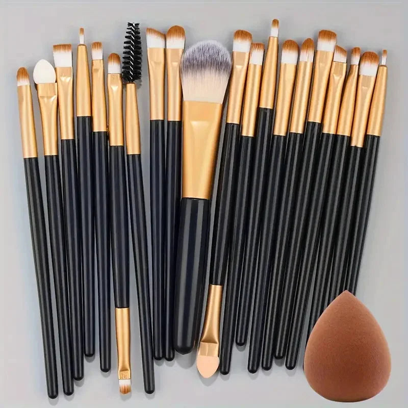 Set de 20 Brochas de Maquillaje Profesionales + Esponja de Regalo