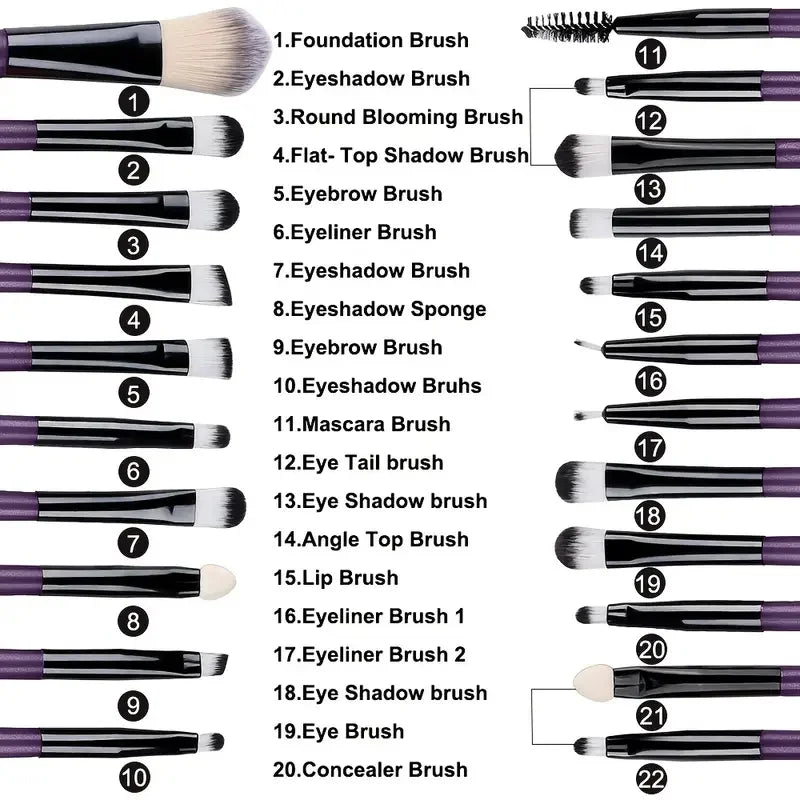Set de 20 Brochas de Maquillaje Profesionales + Esponja de Regalo