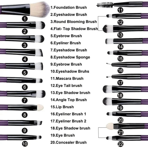 Set de 20 Brochas de Maquillaje Profesionales + Esponja de Regalo